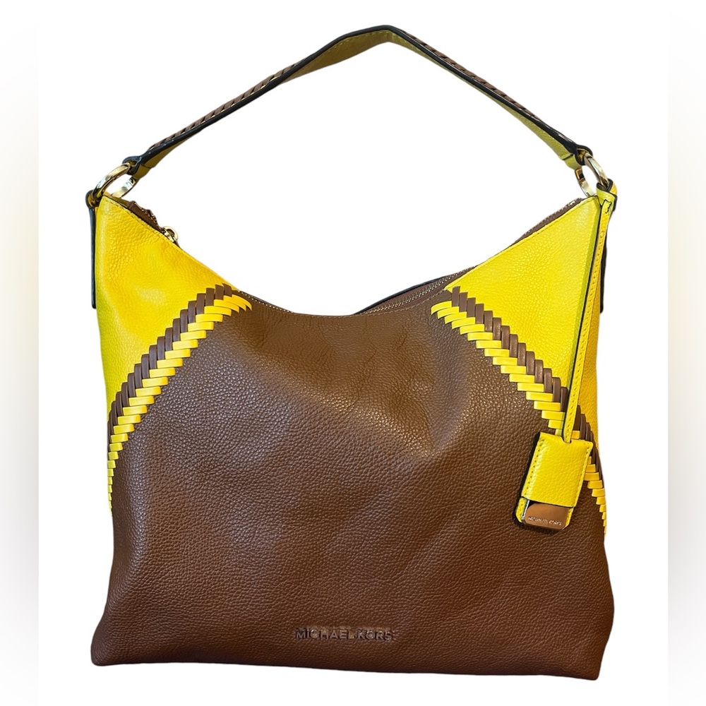 Michael Kors Yellow and Brown Shoulder Bag